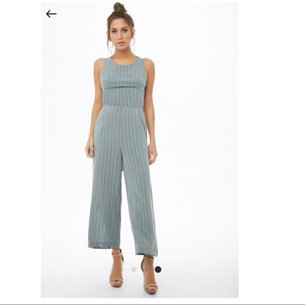 Forever21 Shadow Striped Wide Leg Jumpsuit